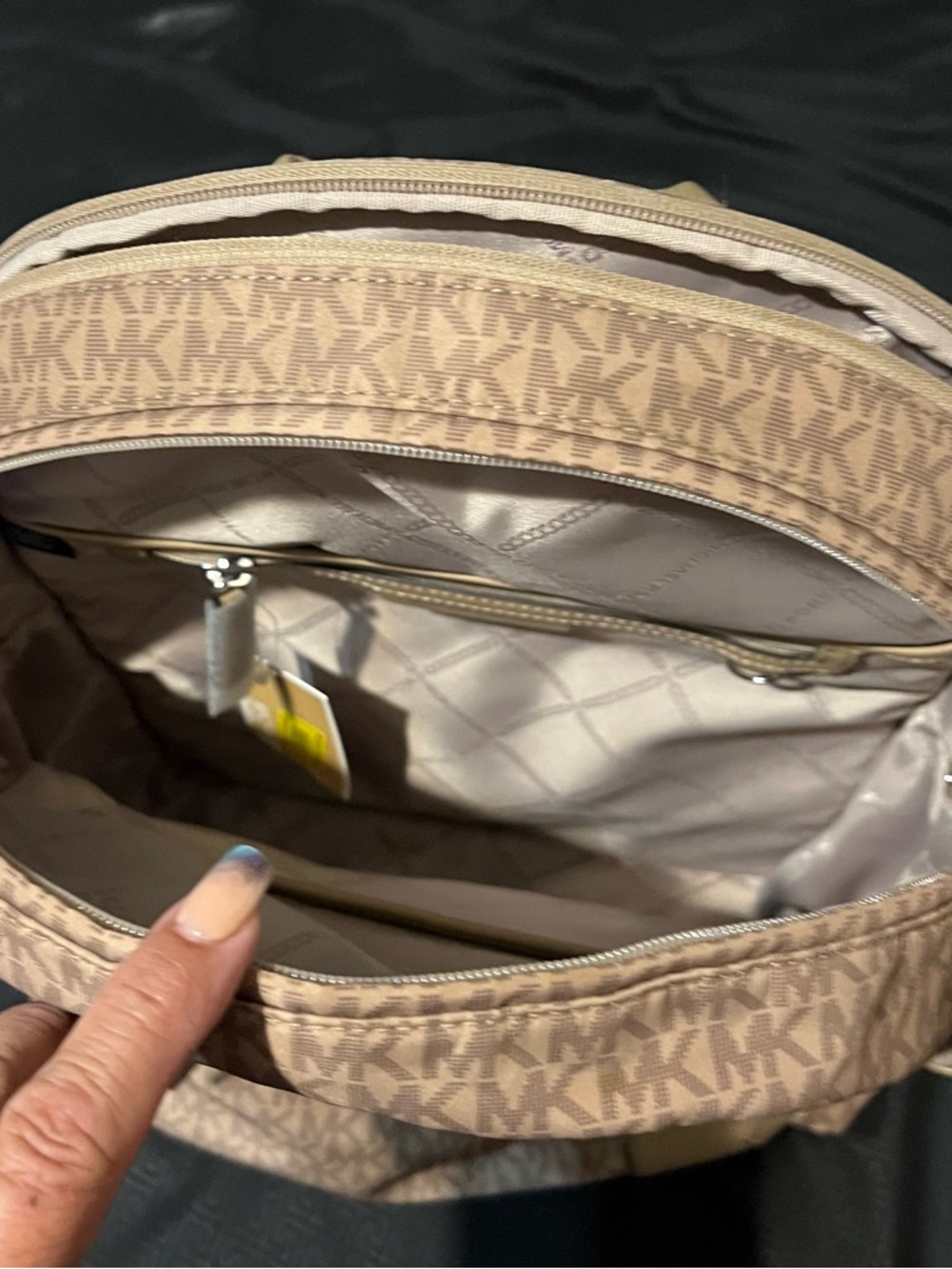 Michael Kors Beige/Pink MK Signature Backpack - Picture 3 of 5